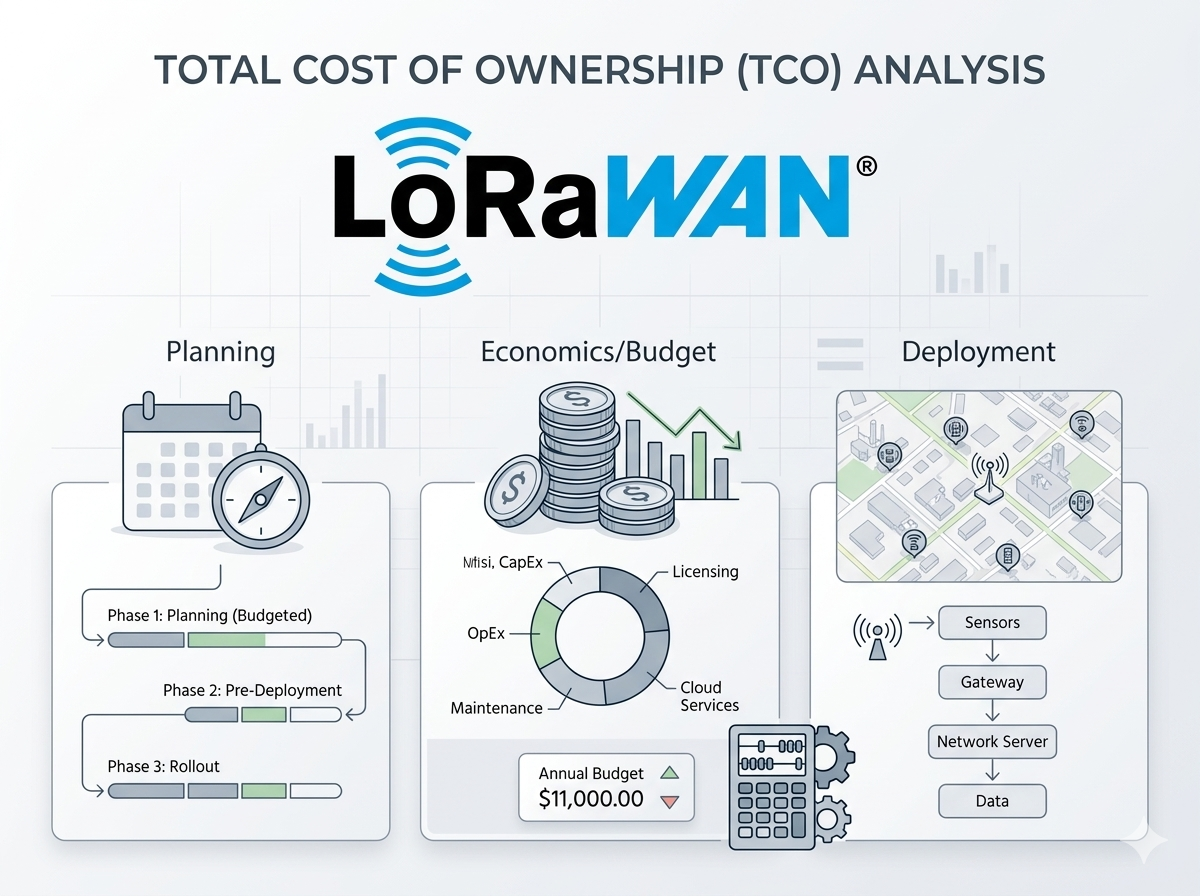 LoRaWAN total cost of ownership analysis across a five-year IoT deployment