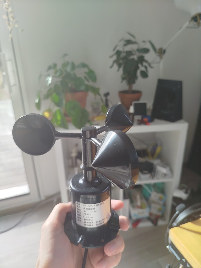 An RS485 cup anemometer before installation